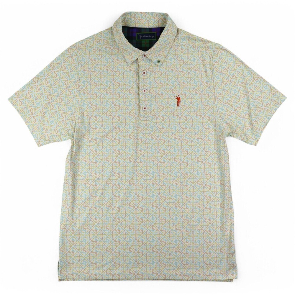 William Murray Golf Polo Shirt Mens Small Multicolor Geometric‎ Performance